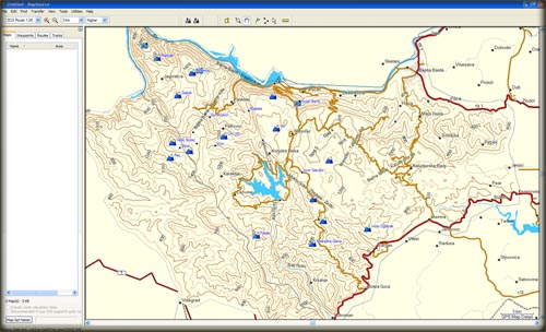Garmin Mapsource, detalj u kadru je segment mape Tare sa kompletnim topo detaljima