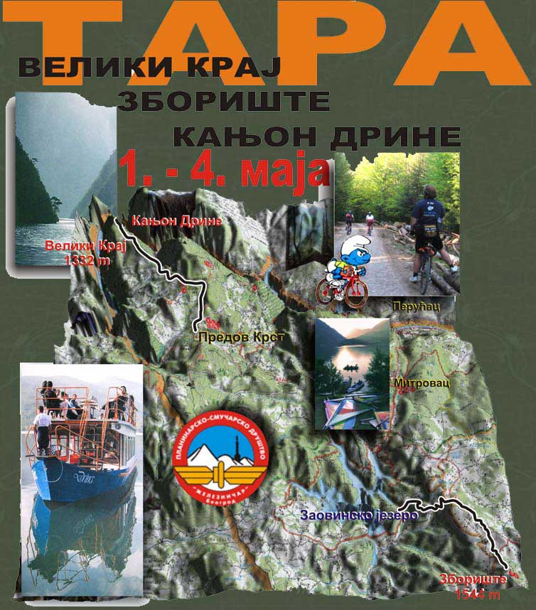 Траса планинарских успона на тури по првомајској тури по Тари и кањону Дрине